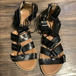 Lane Bryant black gladiator sandals sz 11